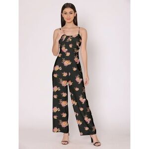 My Michelle Black Multicolored Floral Flirty Ruffle One Piece Romper Jumpsuit